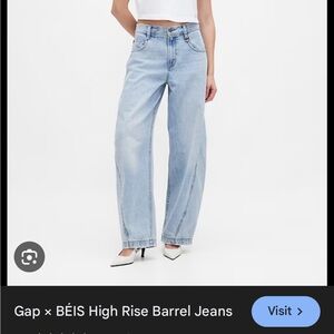 GAP X BEIS Women's High Rise Barrel Jeans - Light Blue